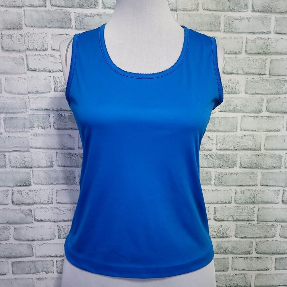 Vintage 70s Lady Manhattan Womens M‎ Bright Royal Blue Poly Tank Top